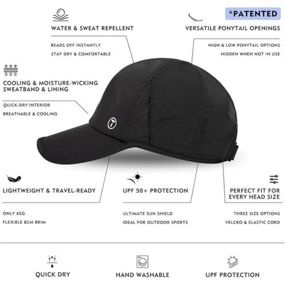 Womens High Ponytail Baseball Cap UV50 Sun Protection Running Golf Sports Hat - Picture 4 of 7